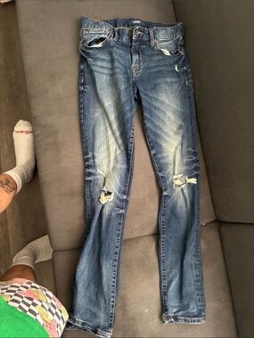 Aero Mid Wash Distressed Skinny Jeans - Blue